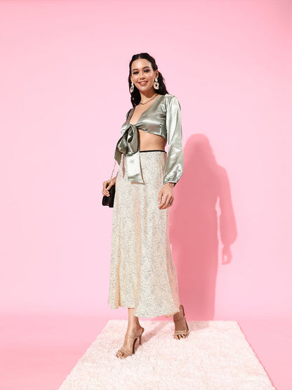 SCORPIUS Grey Satin Top