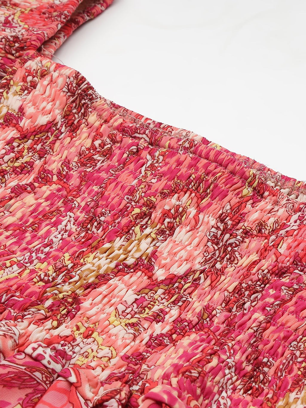 SCORPIUS Pink printed offshoulder frill sleeve top