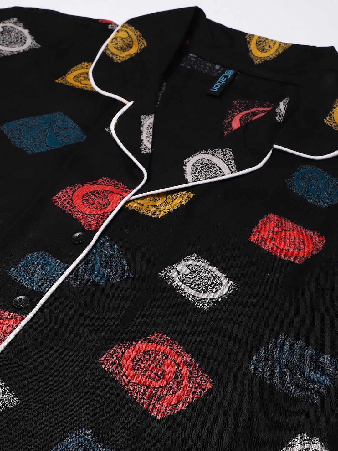Cation Black Printed Night Suit