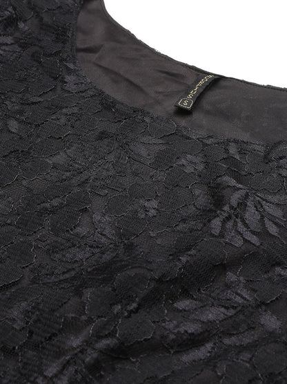 SCORPIUS Black Flared Printed maxi Dress