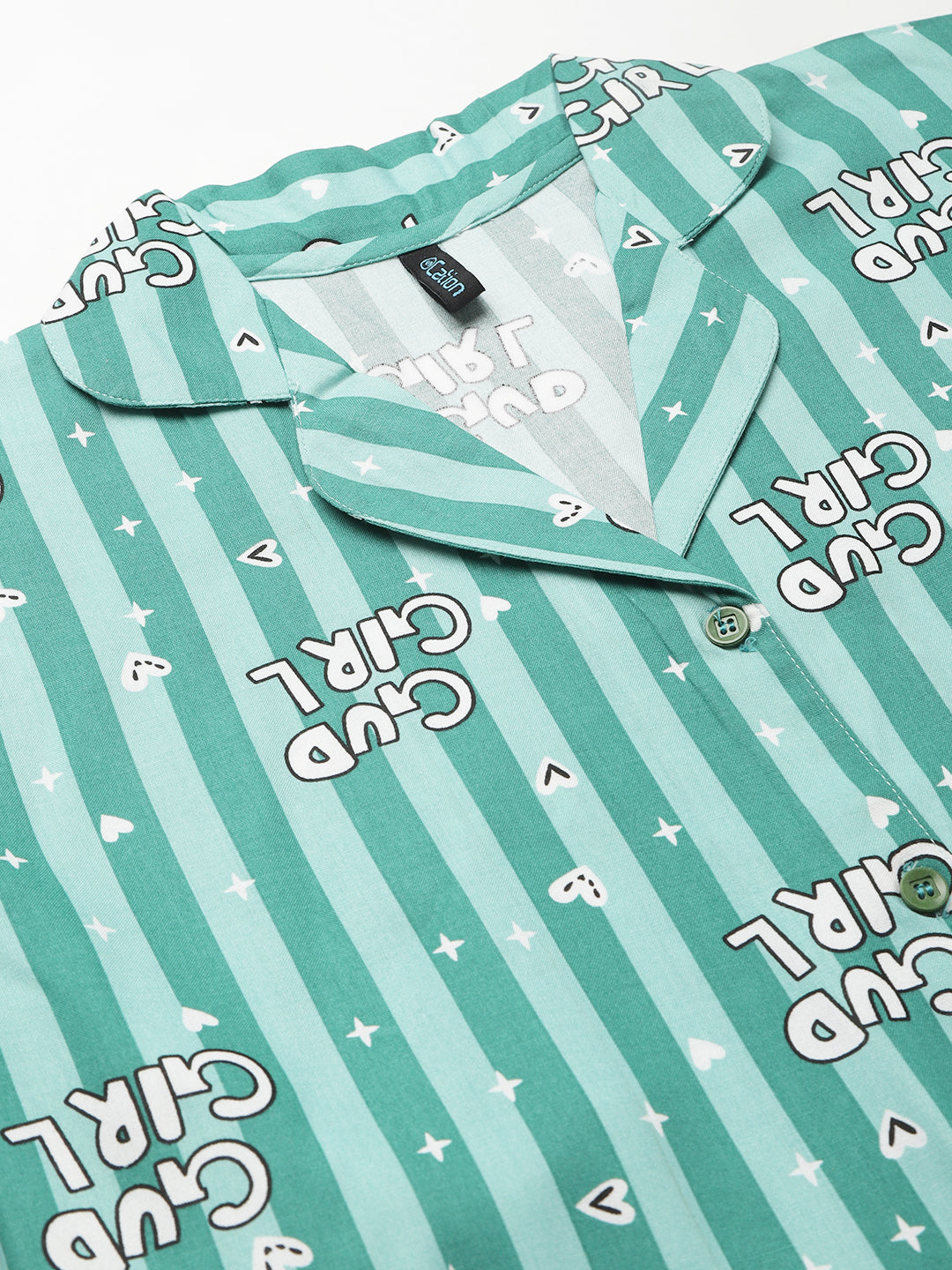 Cation Green Printed Night Suit