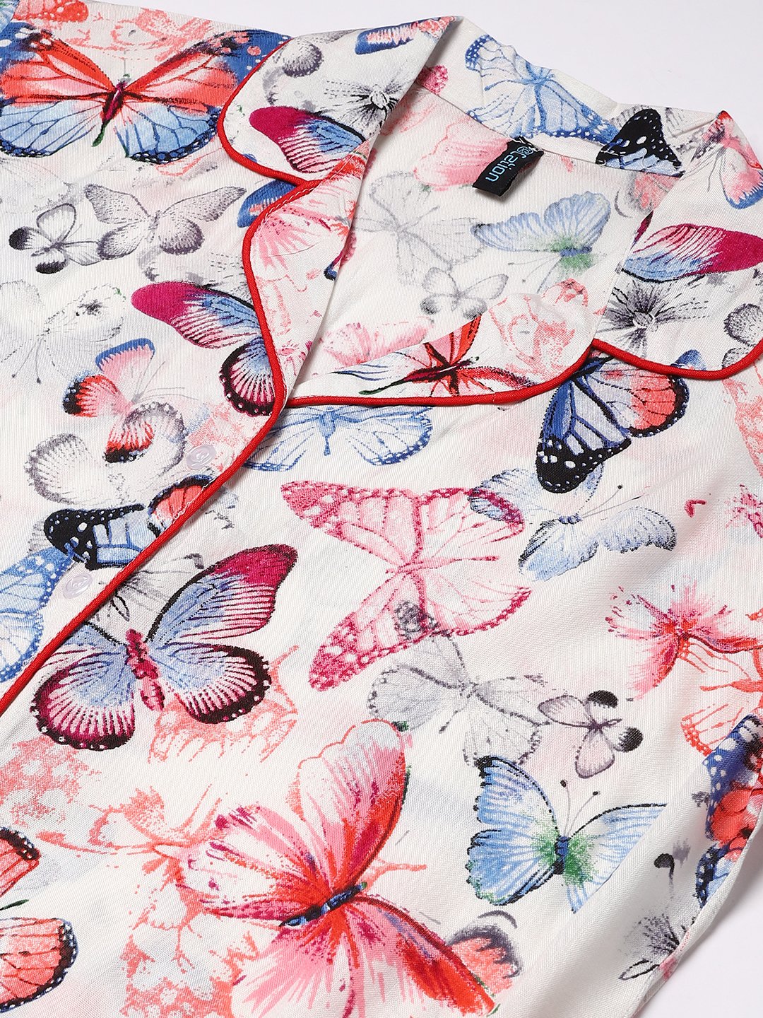 Cation White Butterfly Print Night Suit