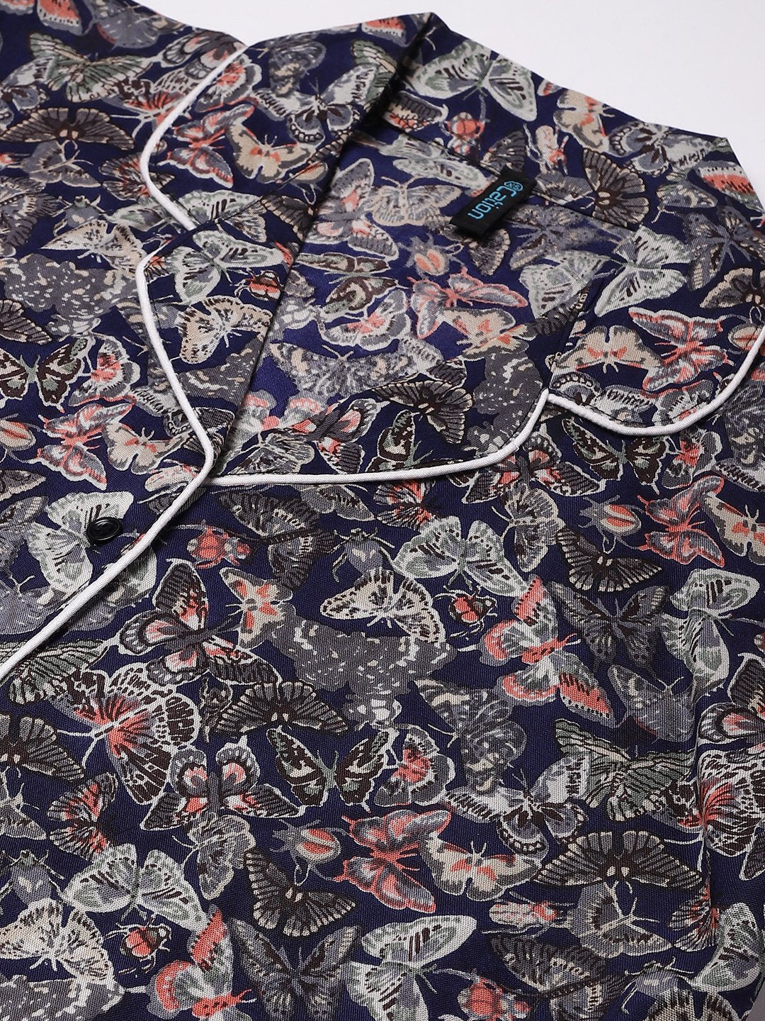 Cation Navy Printed Night Suit