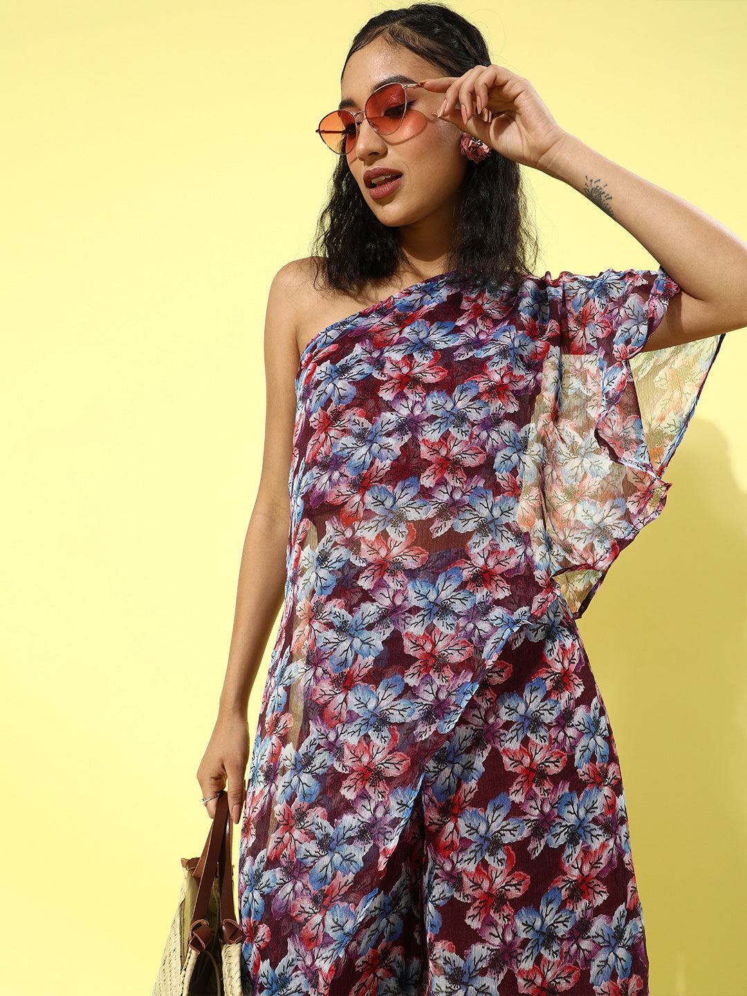 Cation Printed Maroon Clothing Set
