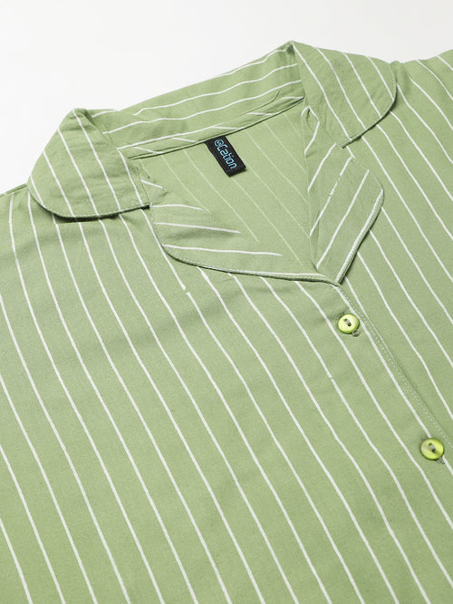 Cation Green Printed Night Suit