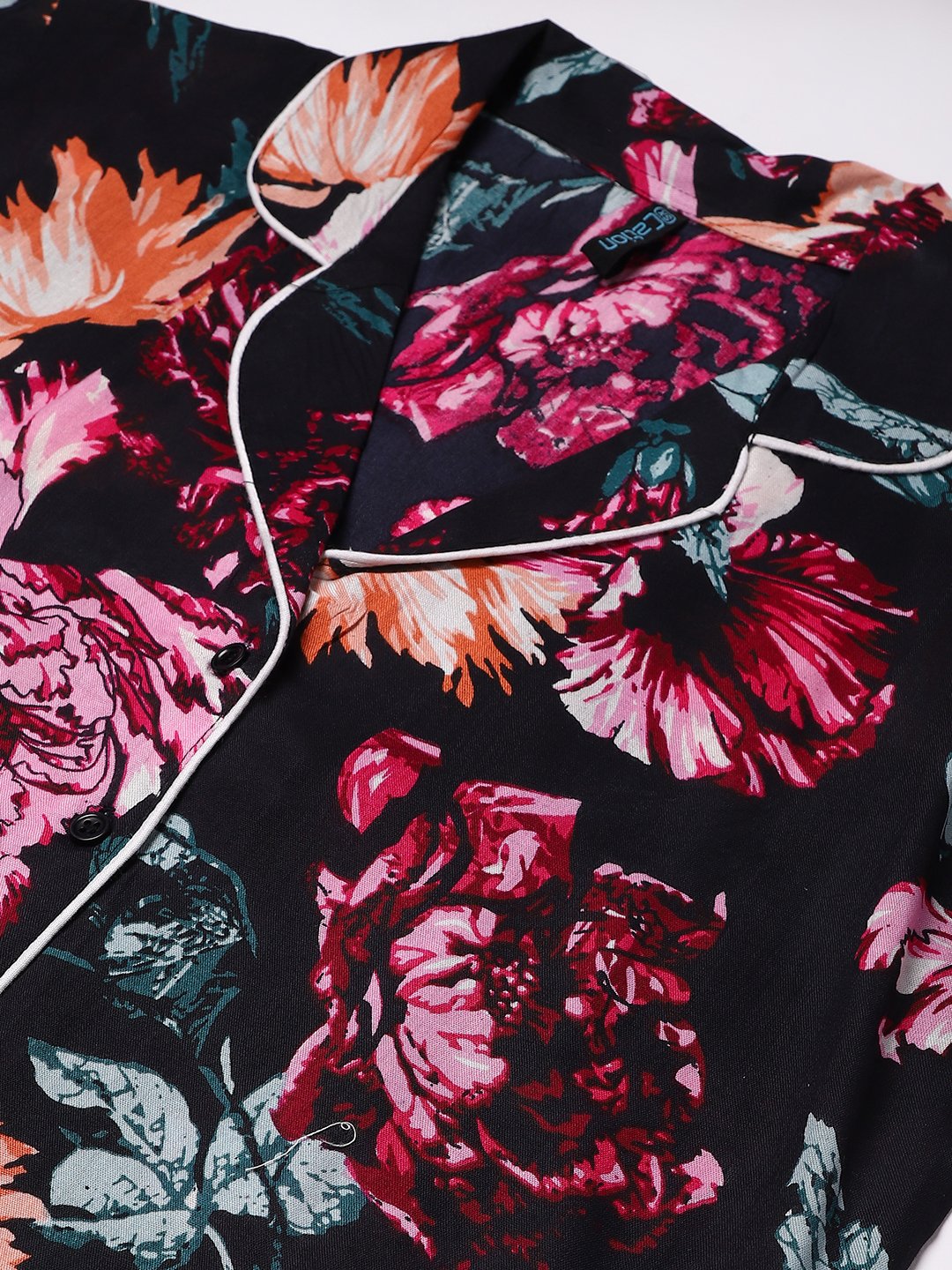 Cation Black Floral Night Suit