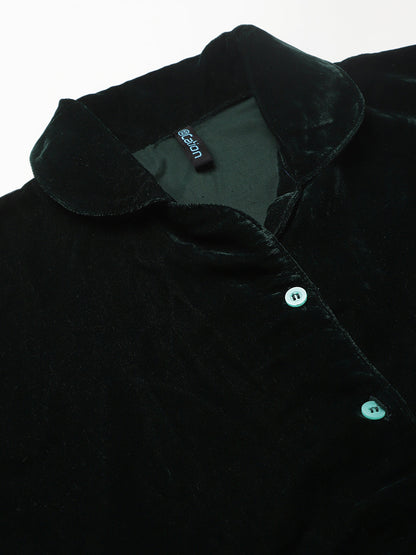 Cation Green Velvet Night Suit
