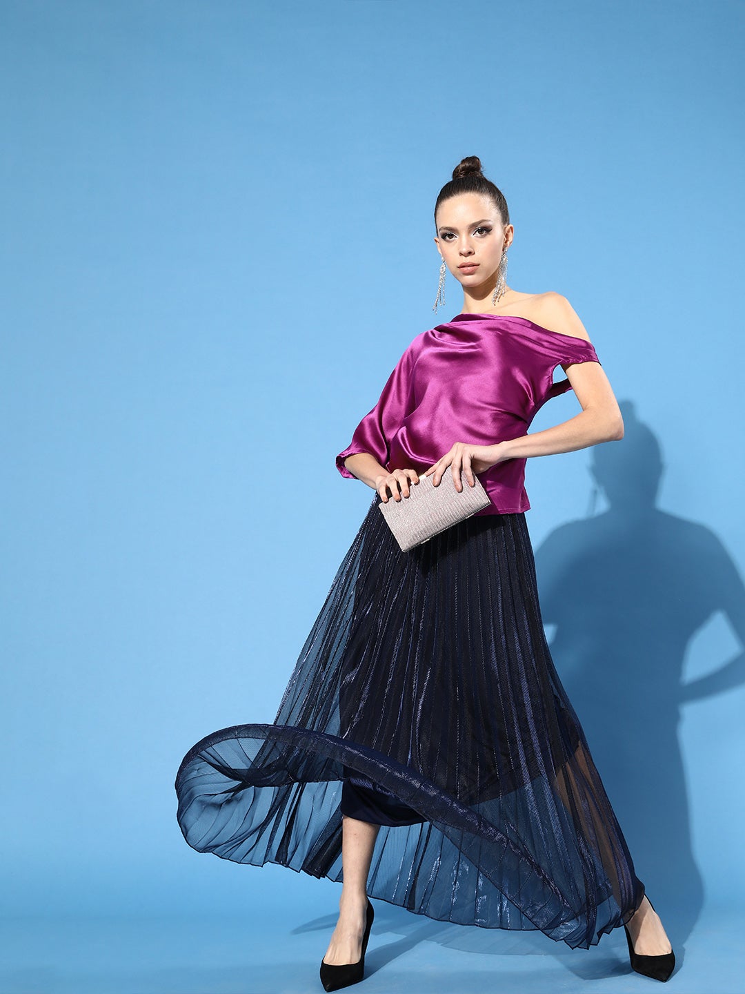 Designer Purple Satin Top