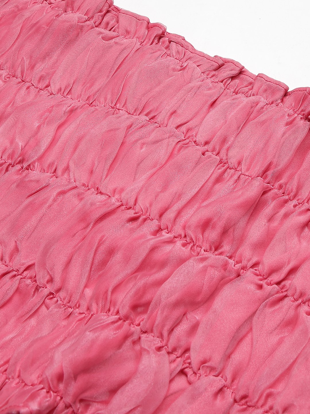 SCORPIUS Pink Organza Ruched Crop top