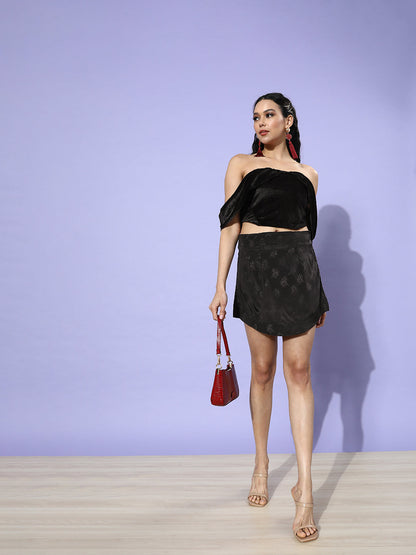SCORPIUS Jacquard Black mini skirt