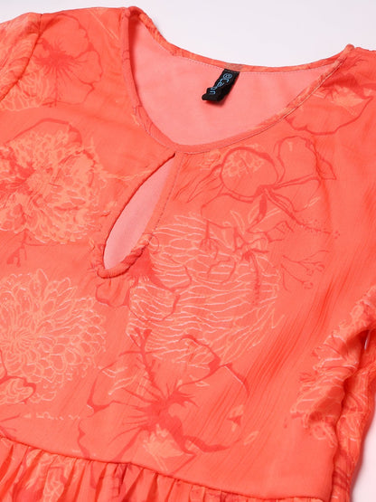 Printed Orange Dress