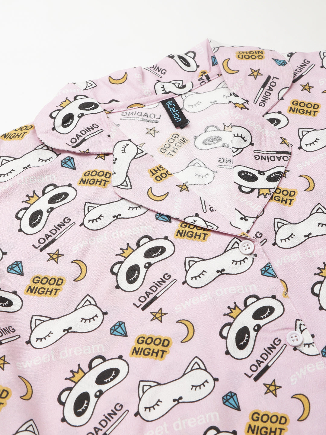 Cation Pink Printed Night Suit
