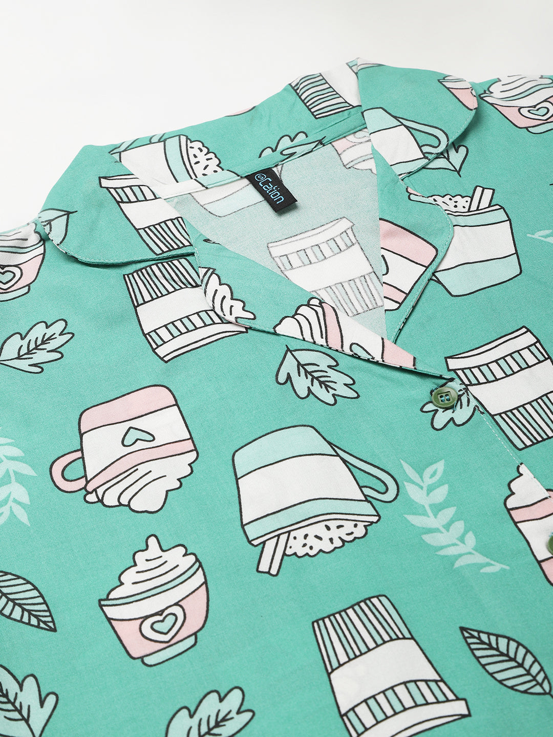 Cation Green Printed Night Suit