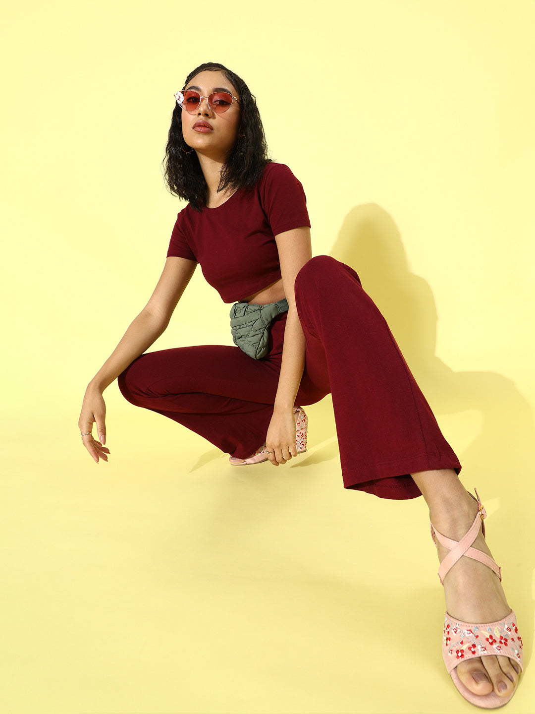 Cation Solid Maroon Clothing Set
