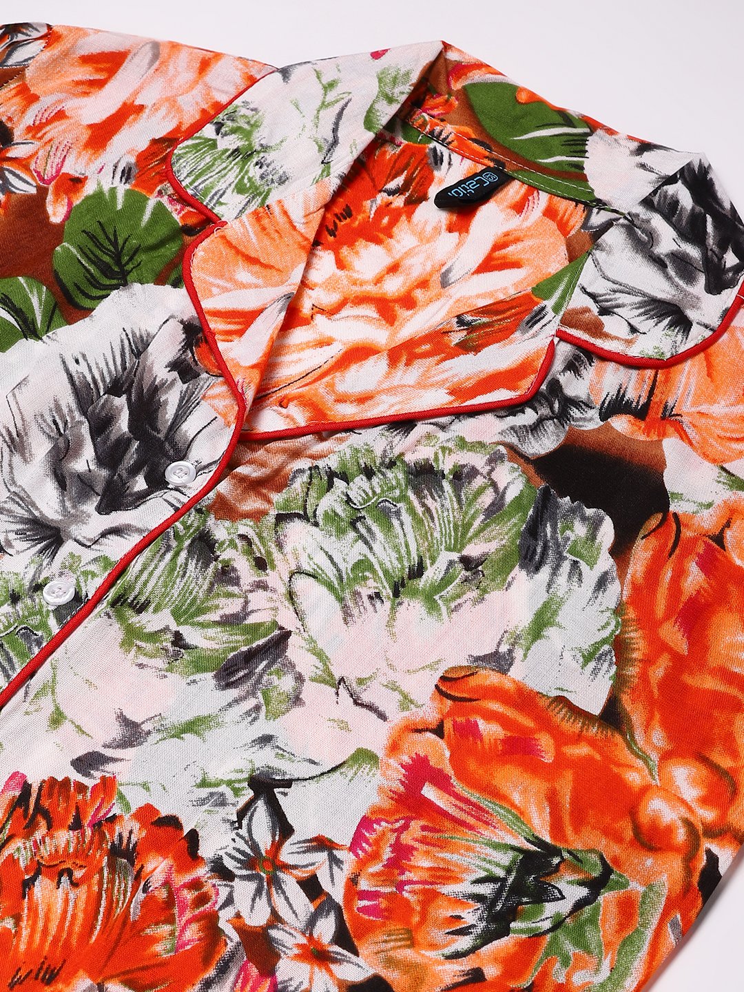 Cation Orange Printed Night Suit