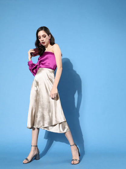 Solid Grey Satin Skirt