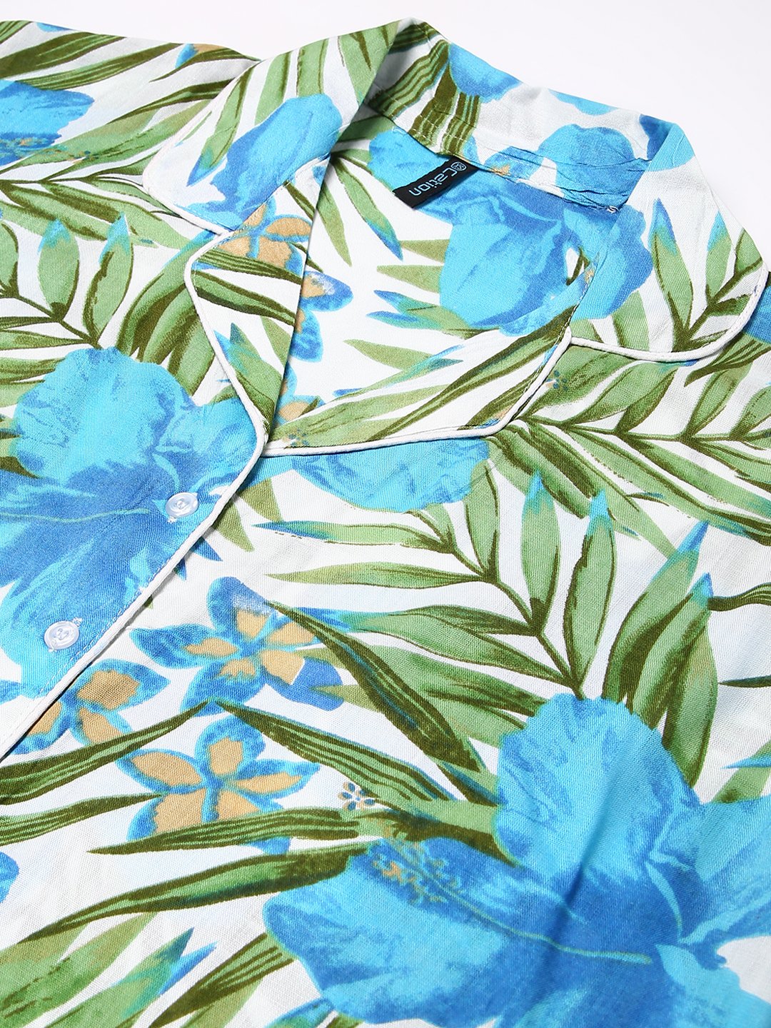 Cation Blue Tropical Print Night Suit