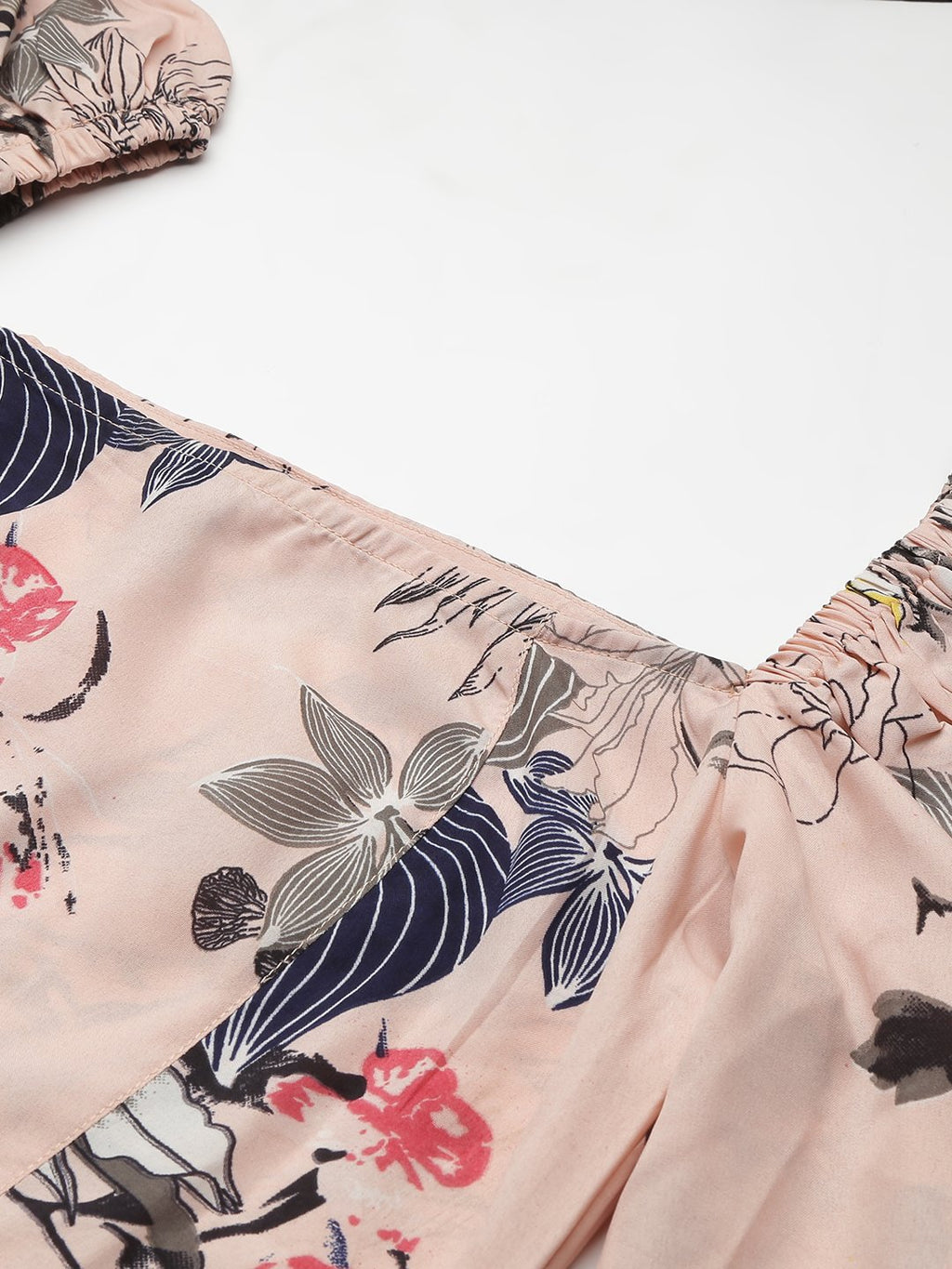 SCORPIUS Beige Puff Sleeve Printed top