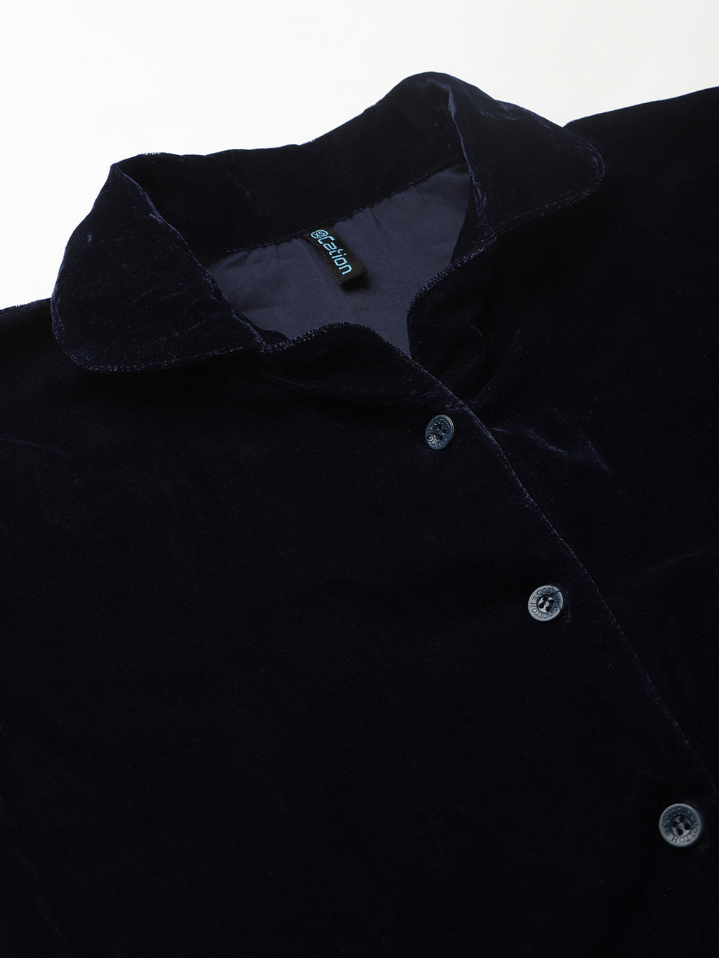 Cation Navy Blue Velvet Night Suit