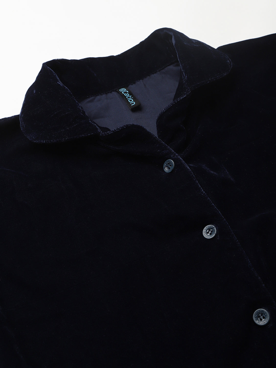 Cation Navy Blue Velvet Night Suit