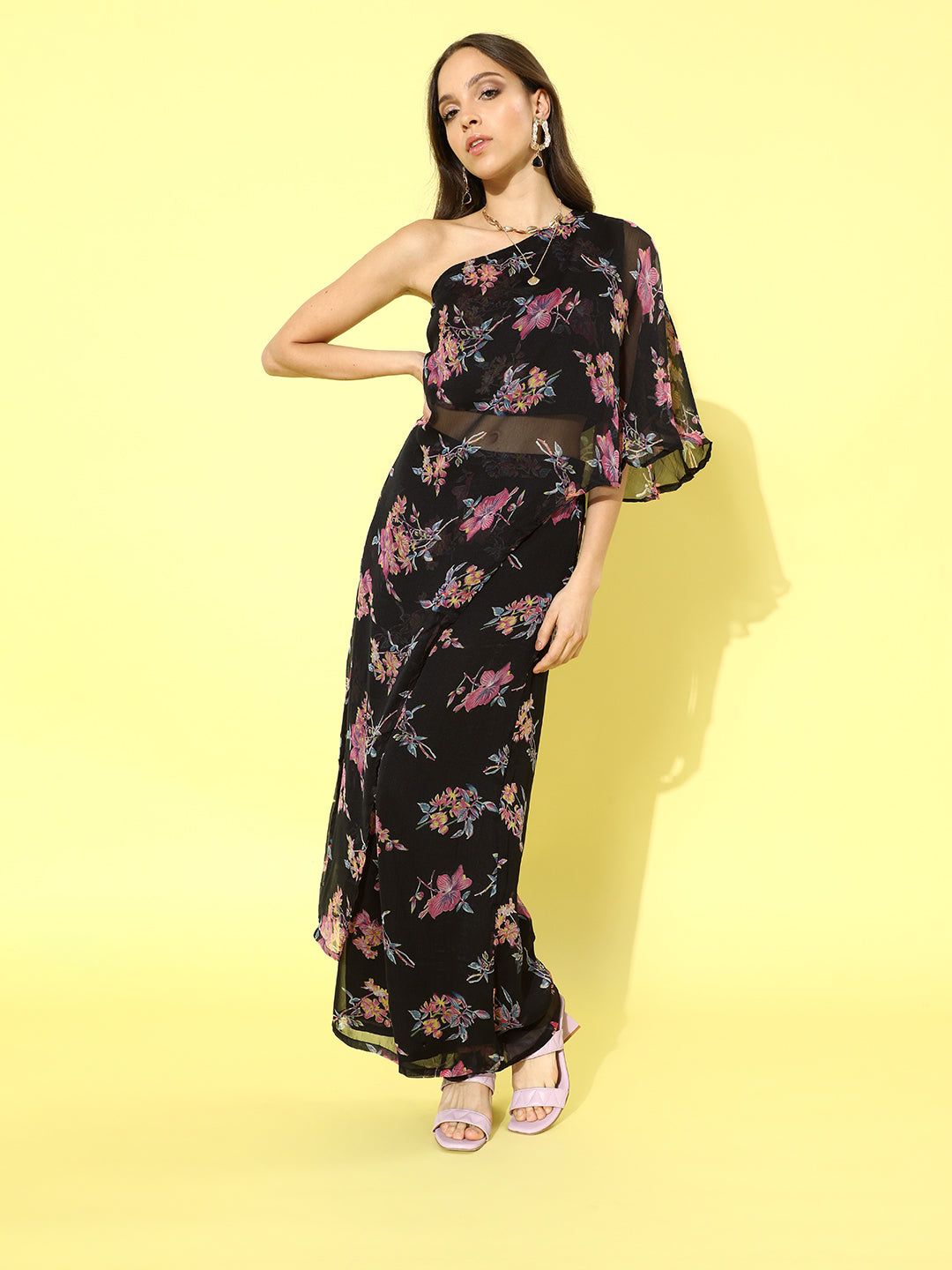 Cation Printed Black Clothing Set
