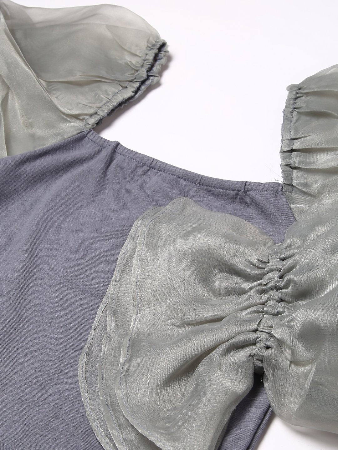 Grey Puff Sleeve Top