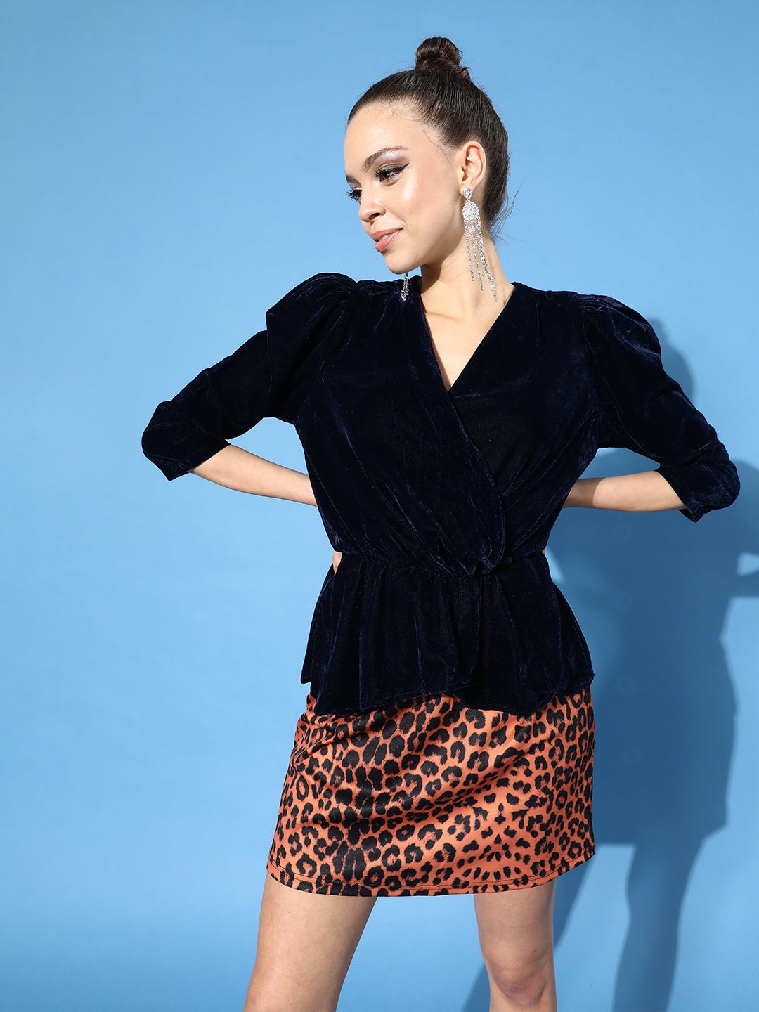 Designer Navy Velvet Top