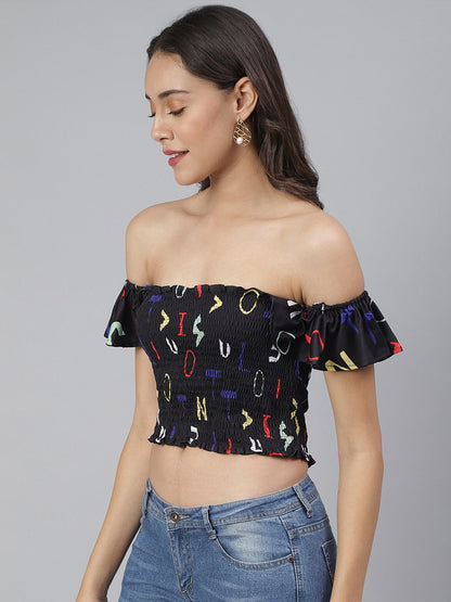 SCORPIUS Black Smocked Croptop