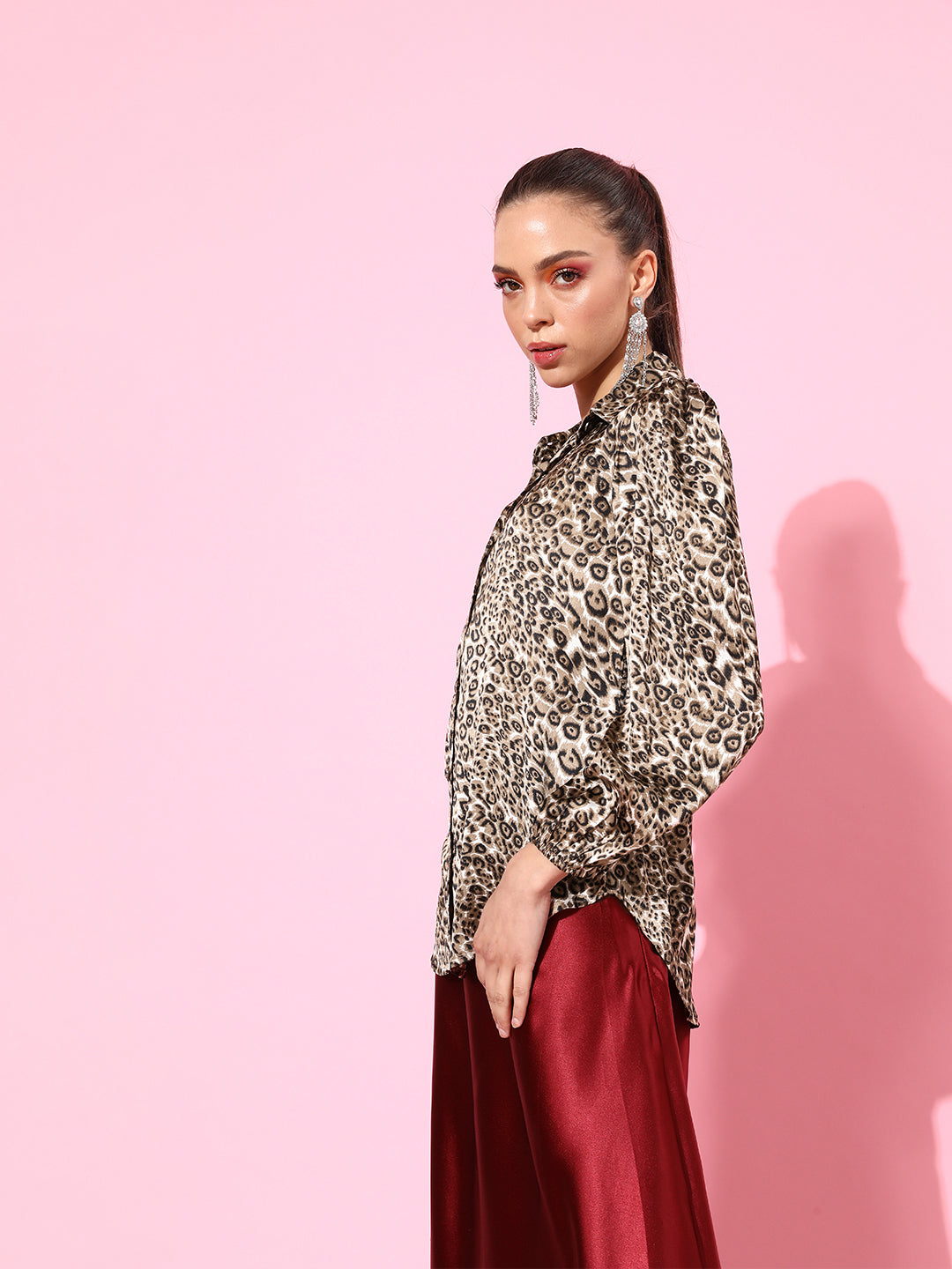 SCORPIUS Cheetah print Satin shirt