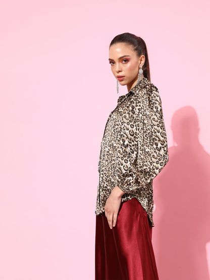 SCORPIUS Cheetah print Satin shirt