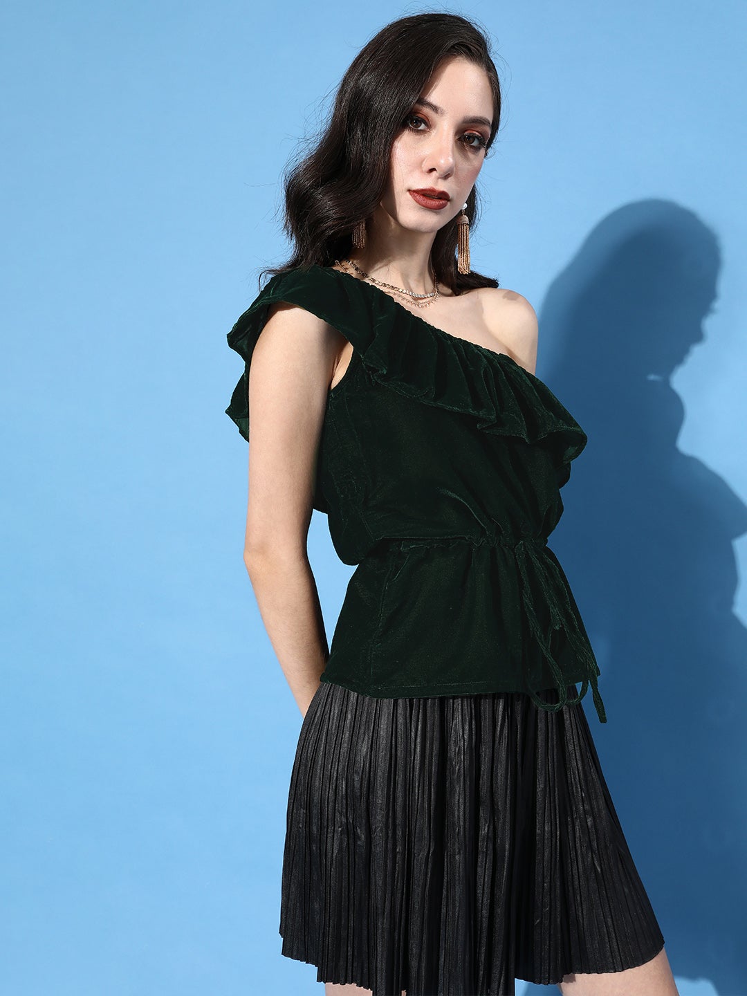 BottleGreen Velvet Top