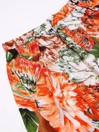 Cation Orange Printed Strap Night Suit