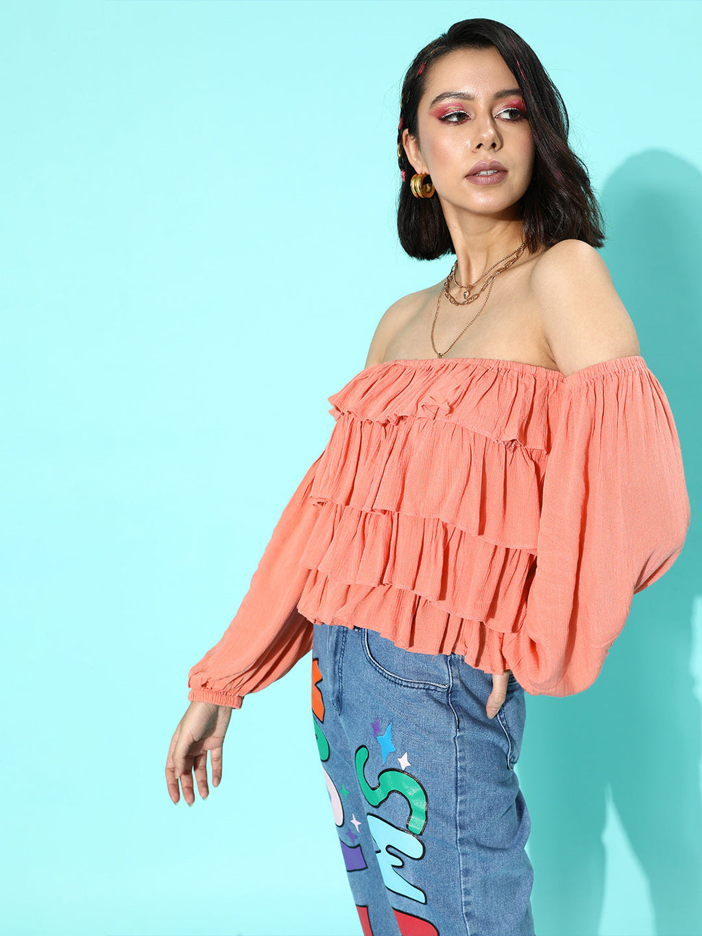 Peach Crepe Top