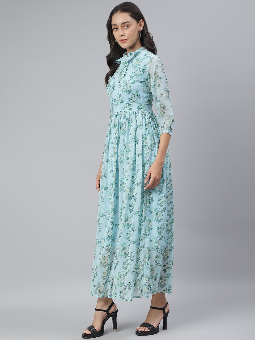 SCORPIUS Blue Printed Maxi dress
