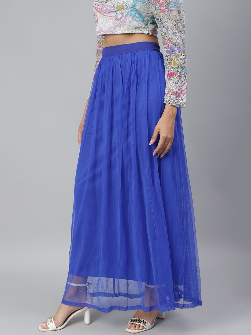 SCORPIUS Royal blue net long skirt