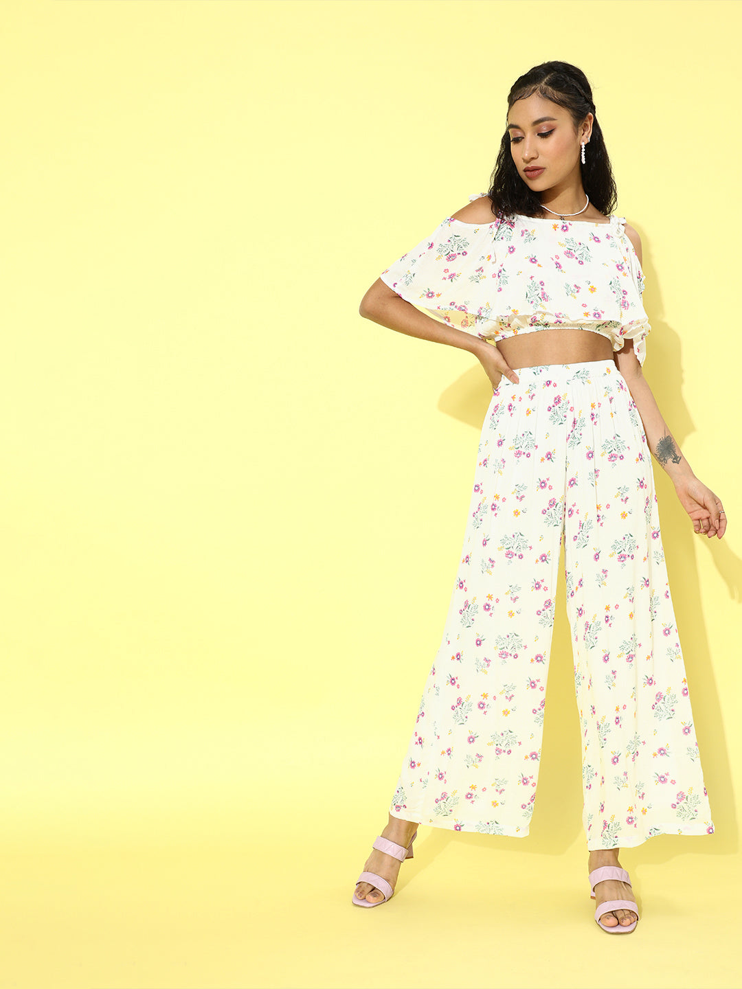Cation Printed White Clothing Set
