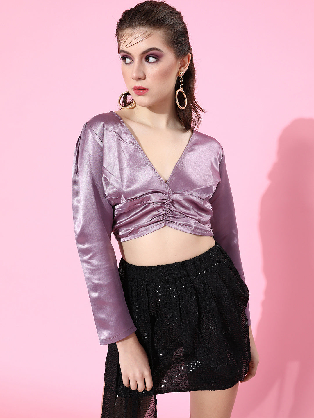 SCORPIUS Purple Satin Top