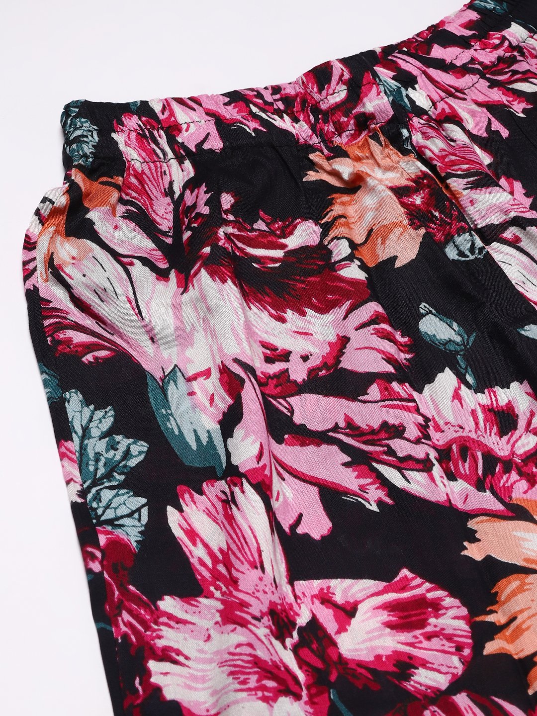 Cation Black Floral Night Suit