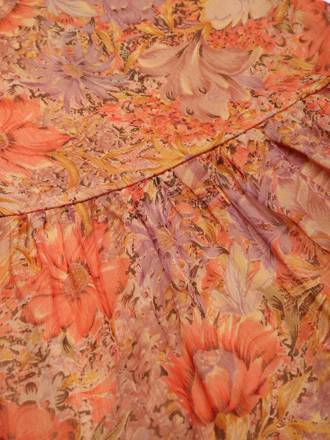 Printed Rust Midi Dress