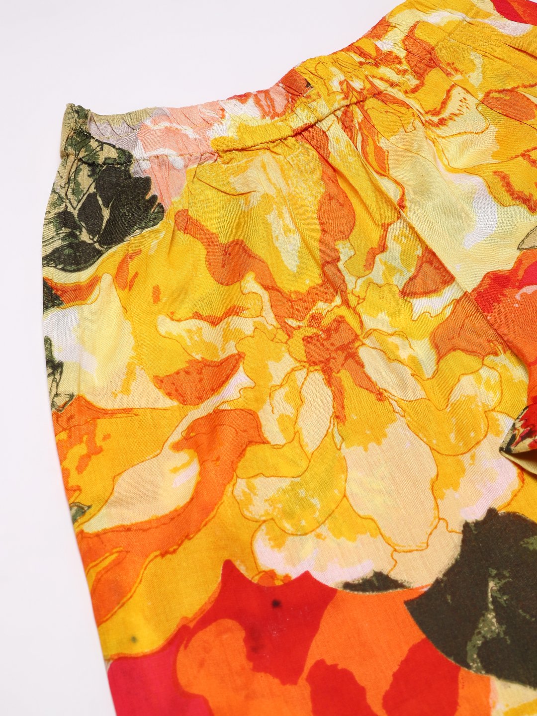 Cation Yellow Floral Night Suit