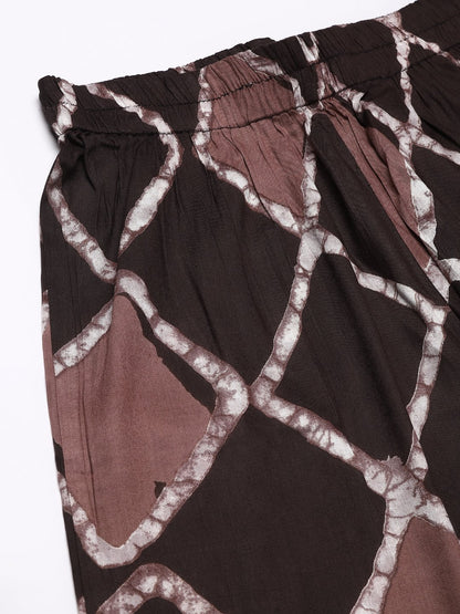 Cation Brown Printed Night Suit