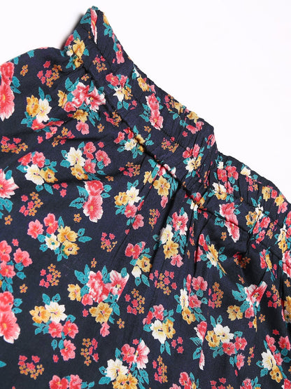 Cation Navy Floral Print Night Suit
