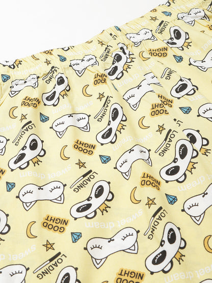 Cation Yellow Printed Night Suit