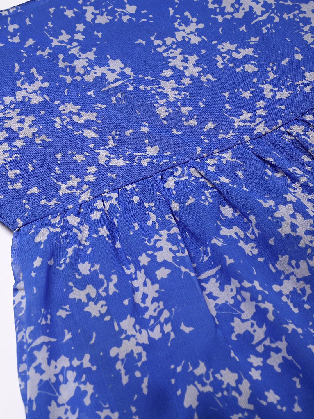 Printed Blue Midi Dress