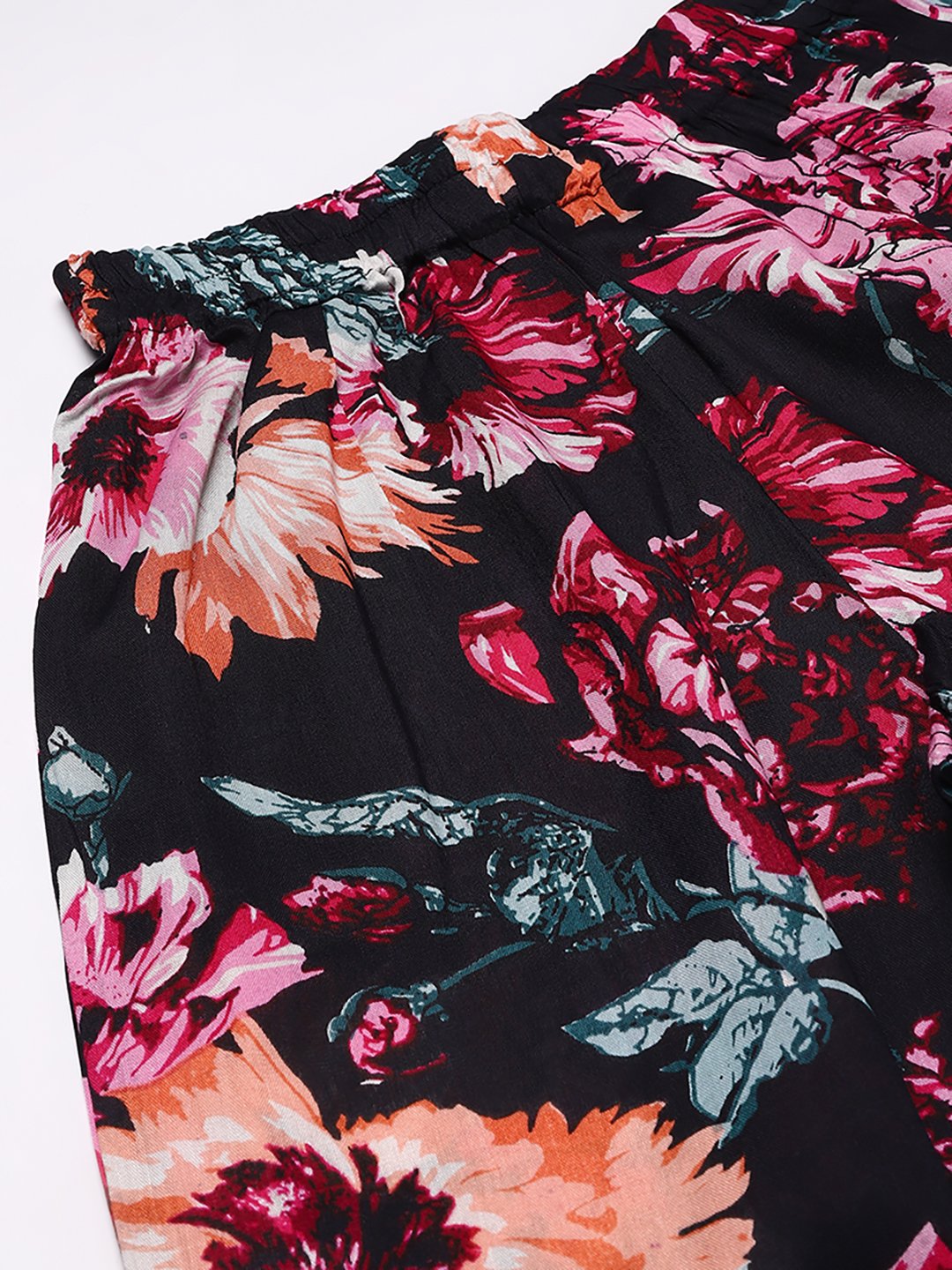 Cation Black Floral Night Suit