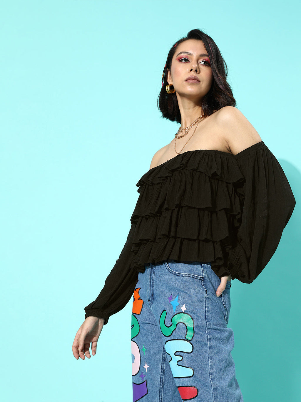 Solid Black Crepe Top