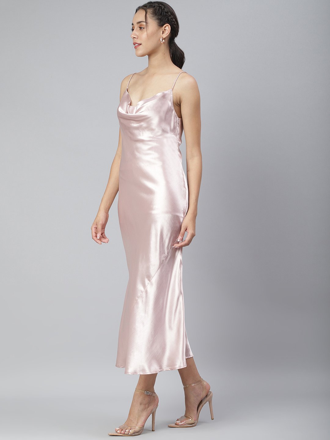 SCORPIUS Pink Satin Cocktail Dress