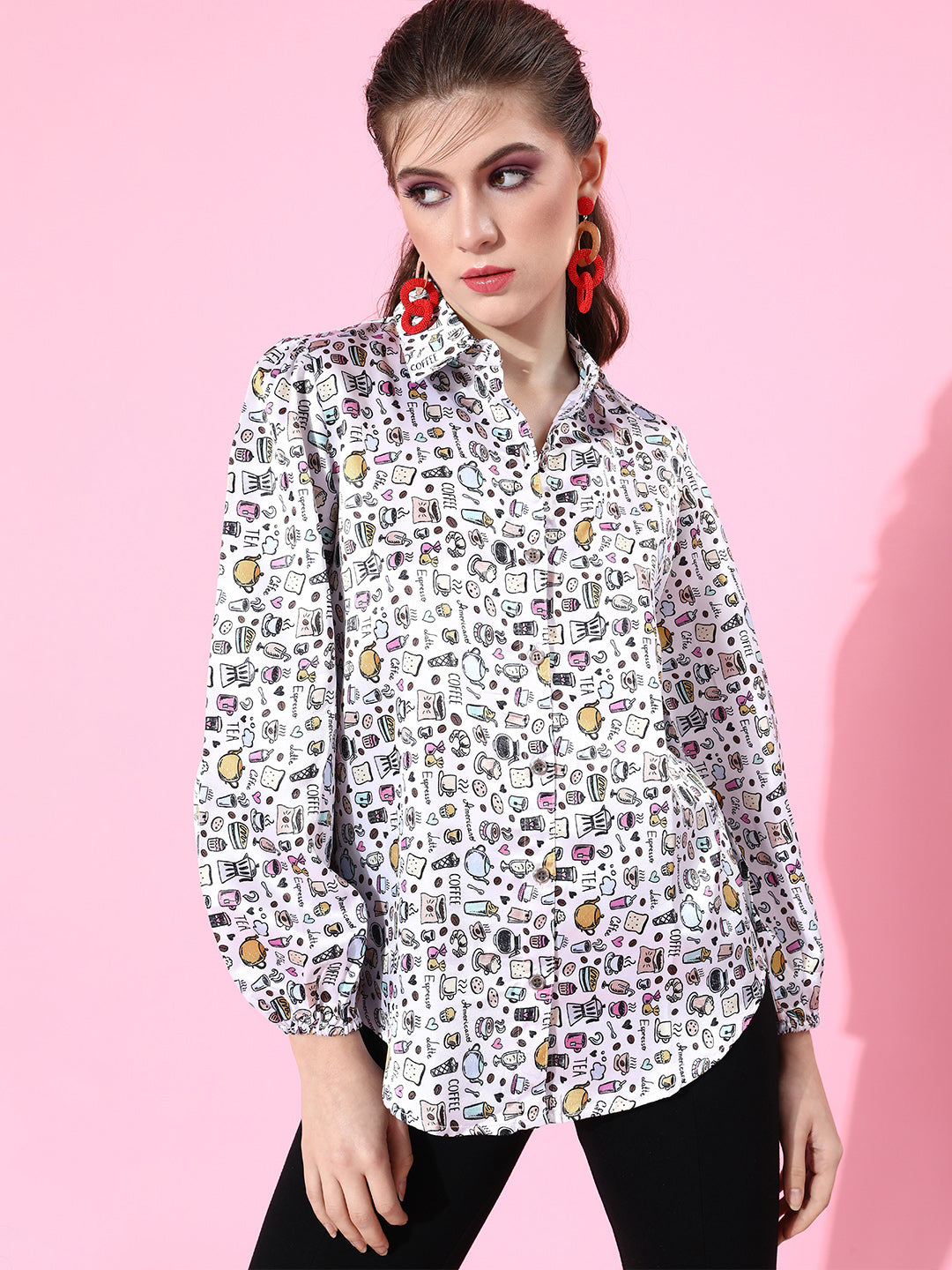 SCORPIUS White printed Satin shirt