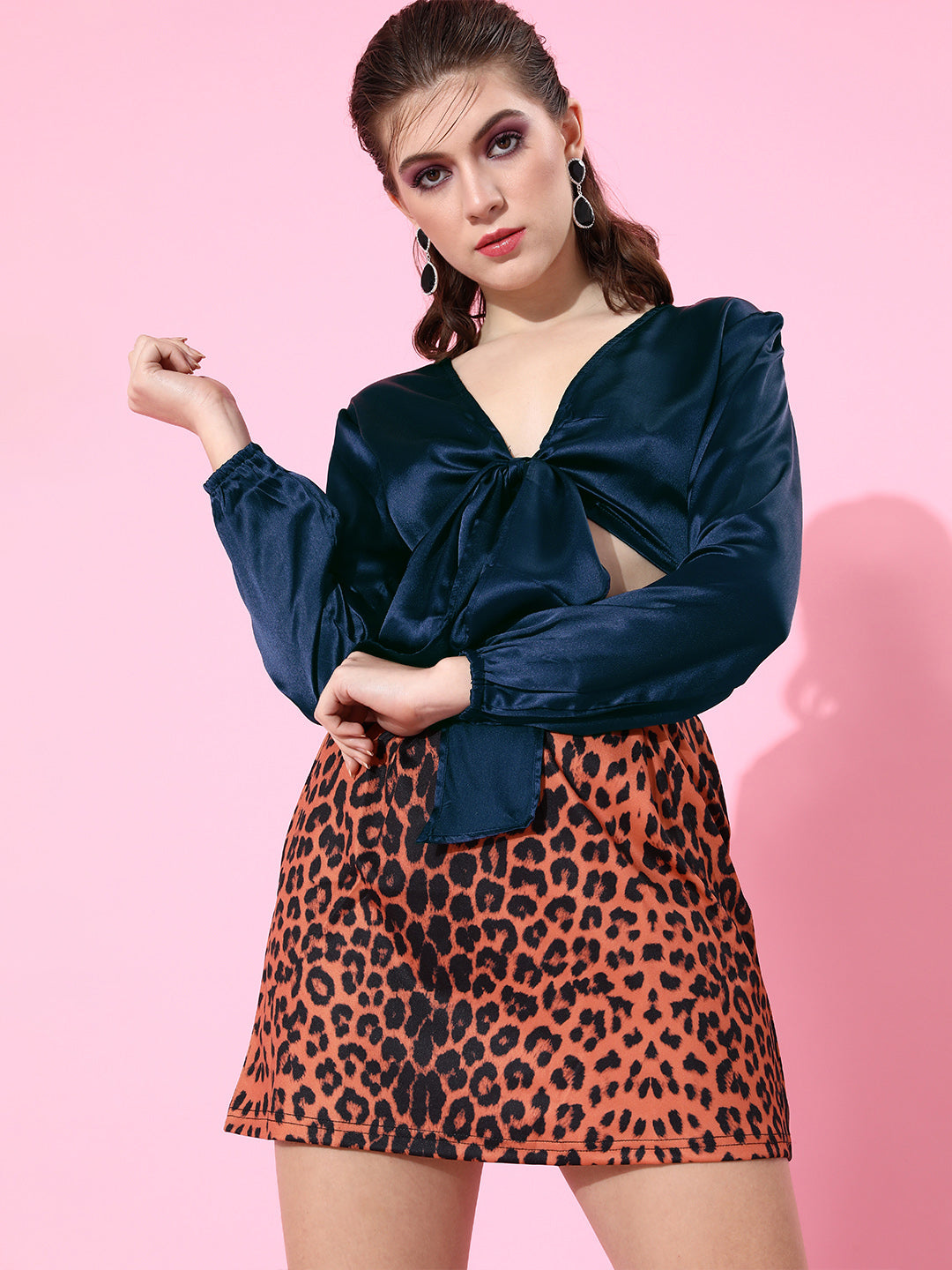 SCORPIUS Blue Satin Top