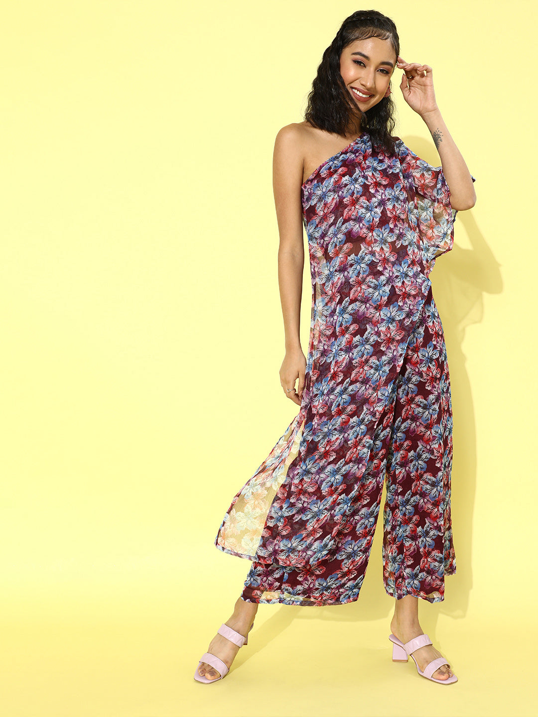 Cation Printed Maroon Clothing Set